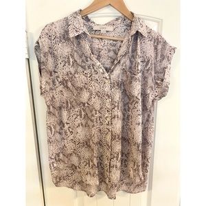 Loft snakeskin print button down blouse
